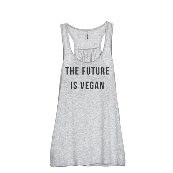 The Future Is Vegan Women's Fashion Sleeveless Flowy Racerback Workout Yoga Tank Top Sport Grey X-Large