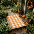 thumbnail image 6 of Christmas Large Plaid Rug Doormat, 19.6x31.5 Inches Hand-woven Orange White Plaid Rug Cotton Blend Washable Welcome Mat for Front Door Porch Home Farmhouse Indoor Outdoor Use, 6 of 6