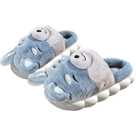 

CoCopeaunt Cute Animal Slippers for Women Men Fluffy Faux Fur Soft Warm Anti-slip House Shoes Memory Foam Indoor Slippers