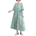 thumbnail image 1 of Vestido suelto de mujer con bolsillos Floral Medias mangas Cordón en la cintura Vestido de vaca MABOTO Vestido, 1 of 7