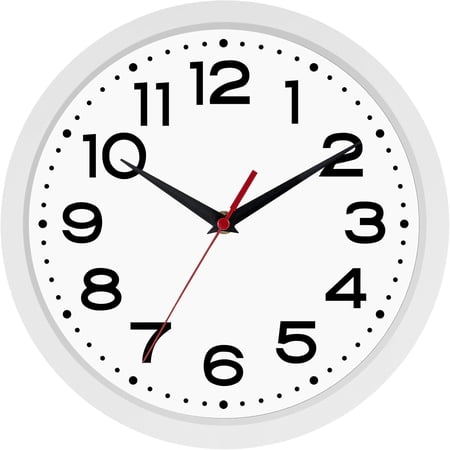 Wall Clock Silent Non-Ticking Modern Clock Battery Operated 8 Inch Small Classic Analog Decorative for Kitchen, Living Room, Office, Bedroom, Bathroom (Black)