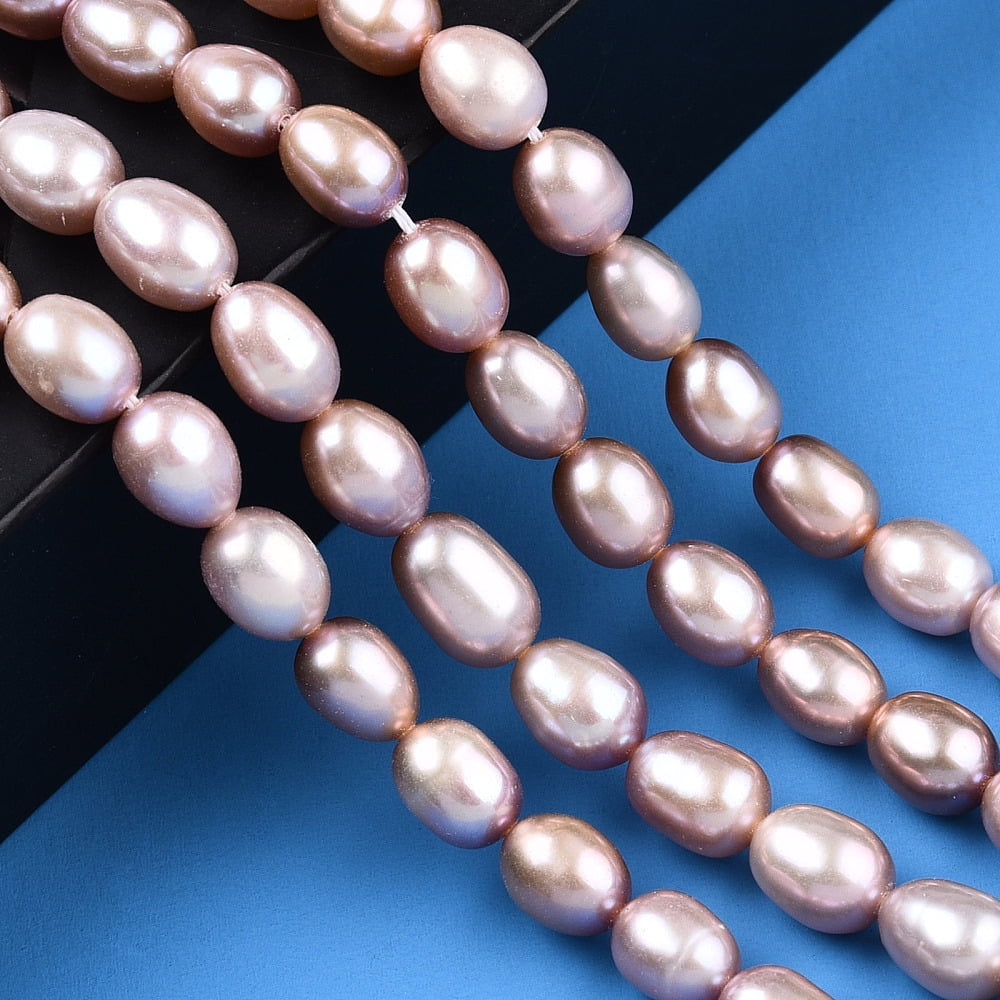 Natural Cultured Freshwater Pearl Beads Strands Rice Thistle 7~10x5.5~7mm Hole: 0.6mm about 42~48 pcs/strand 14.57~14.96 inch (37~38cm)
