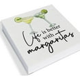 thumbnail image 3 of Kitchen Bar Wooden Box Sign Life Is Better With Margaritas Wood Box Sign Art Blocks Desk Decor Rustic Signs For Shelf Tabletop Wall Home Kitchen Bar Decoration 5 X 5 Inch, 3 of 6