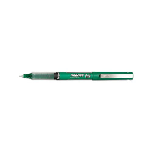 Precise V5 Stick Roller Ball Pen Extra-Fine 0.5mm, Green Ink/Barrel, Dozen