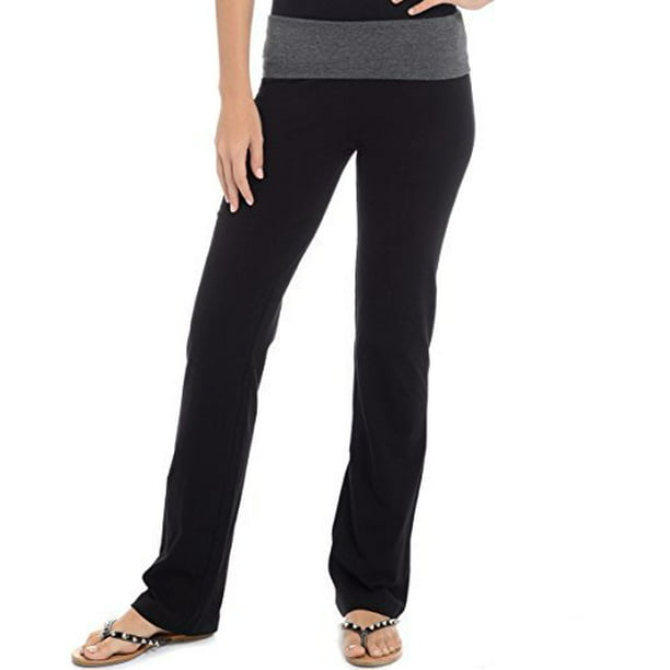 PacificPlex - Contrast Foldover Waist Cotton Spandex Yoga Pants ...