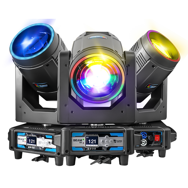 Cabeza Móvil Super Bright Beam 8r + Aro Led Rgb Rack 4 Pzas
