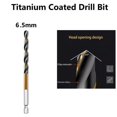 thumbnail image 1 of 1 Pcs HSS High Speed Steel Titanium Coated Drill Bit Set 1/4 Hex Shank 6.5mm, 1 of 5