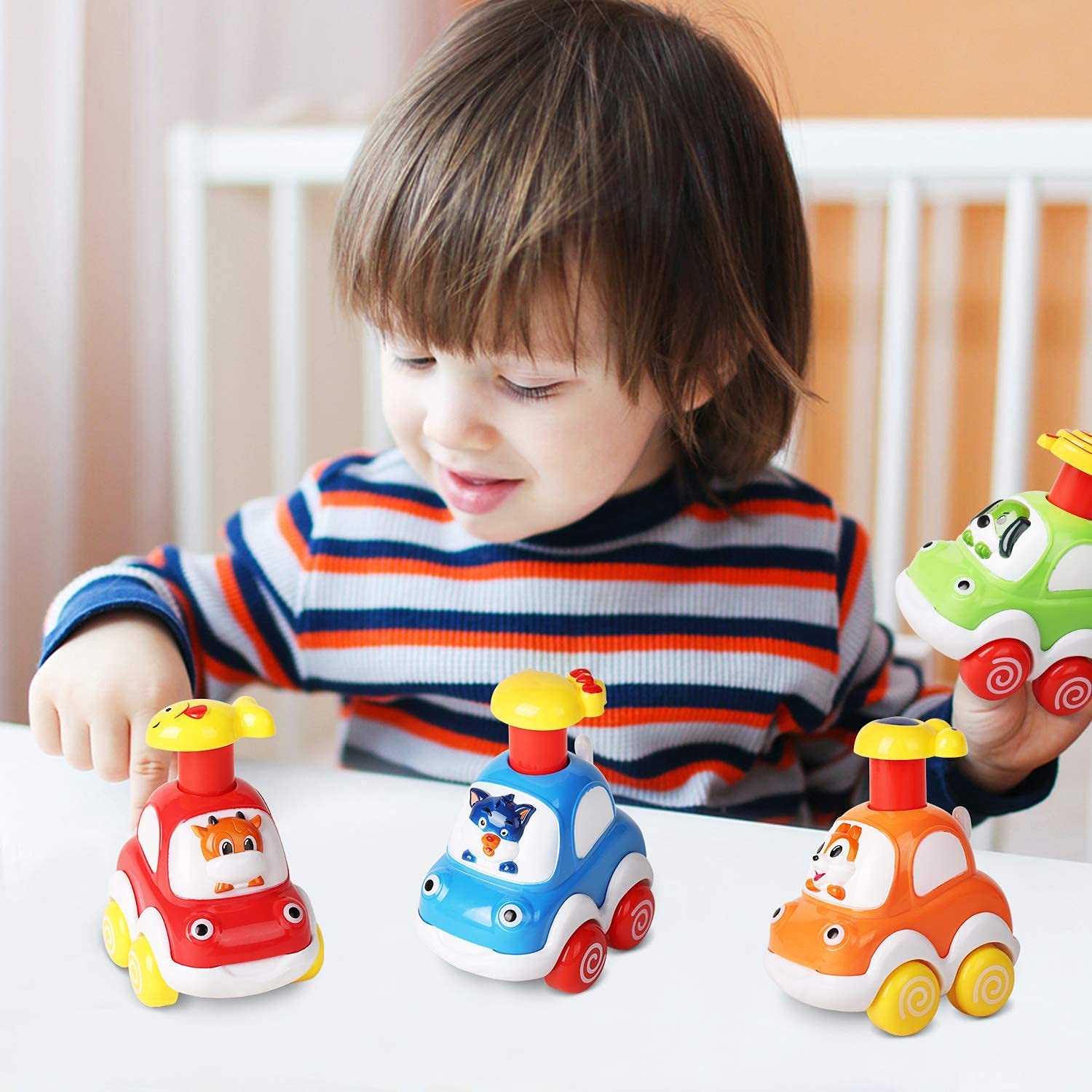 WQFSTORE Toddler Animal Car Toys 4-Pack Press and Go photo 5