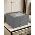 thumbnail image 2 of 3 Layer Jewelry Organizer Box with Glass Lids & 3 Drawers - Elegant Storage Solution for Necklace, Rings，Earrings, and Bracelets - Perfect for Women ASK-301 (Grey), 2 of 15