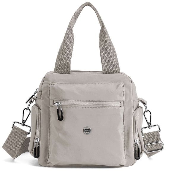 BadPiggies Nylon Crossbody Bag for Women Multi Pockets Waterproof Handbag Messenger Purses Travel Shoulder Bag - Khaki
