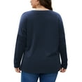thumbnail image 5 of FlorCurve Plus Size Sweatshirts for Women Long Sleeve Shirts Crew Neck Loose Fit Blouse with Pockets, Navy 3XL, 5 of 7