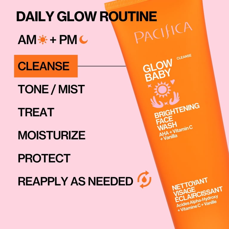 Pacifica Glow Baby Brightening Face Wash 5 oz, Vitamin C and AHA