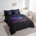 thumbnail image 3 of jejeloiu Magic Animal Dragon 7pcs Bedding Comforter Set,Ancient Fantasy Theme Queen Bedding Sets,Purple Black Queen Sheet Sets For Boy,Microfiber Bedroom Decor Reversible, 3 of 8