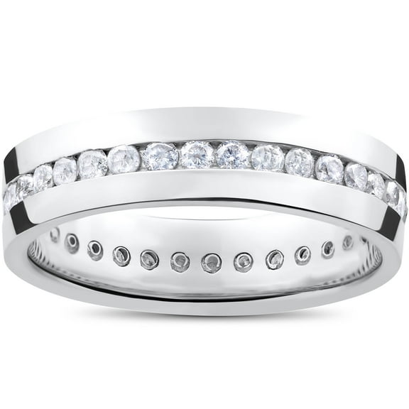 Pompeii Mens 1 1/4ct Real Diamond Channel Set Eternity Ring Wedding Band Anniversary