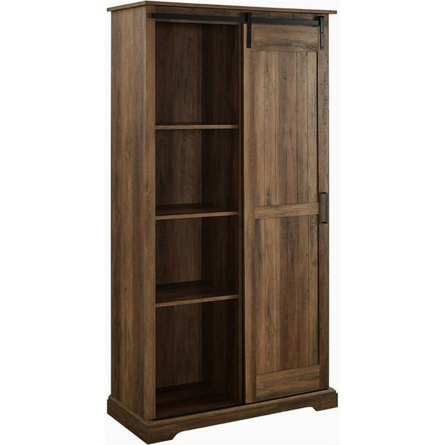 Meuble de Rangement Haut Porte Coulissante Rainurée Moderne en Chêne Rustique