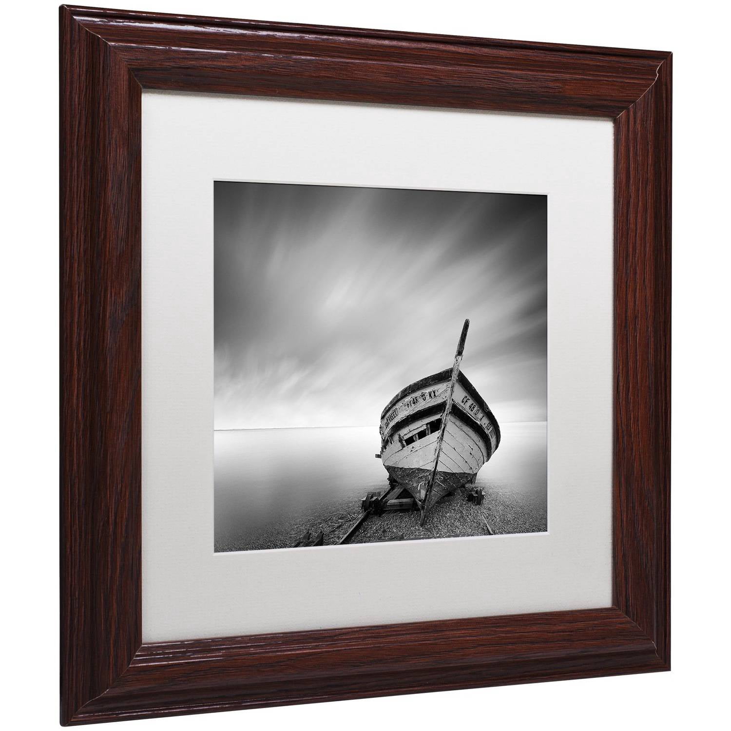 Trademark Fine Art "Boat I" Canvas Art by Moises Levy White Matte, Wood Frame