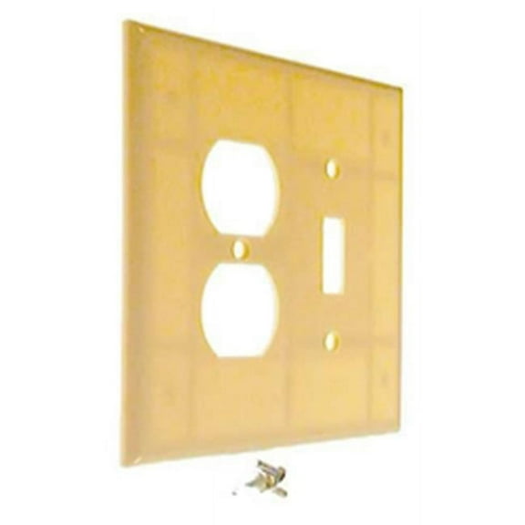 White Double Gang Combination Toggle & Duplex Receptacle Wallplate 001-8