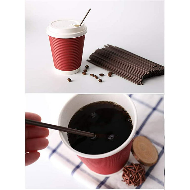 Plastic Coffee Stirrers Sticks, 7 Inch Coffee Stirrer Sip Straws,  Disposable Drink Stirrer Sticks Health and Safety Three-hole Coffee Straw ( Coffee, 50pcs) 