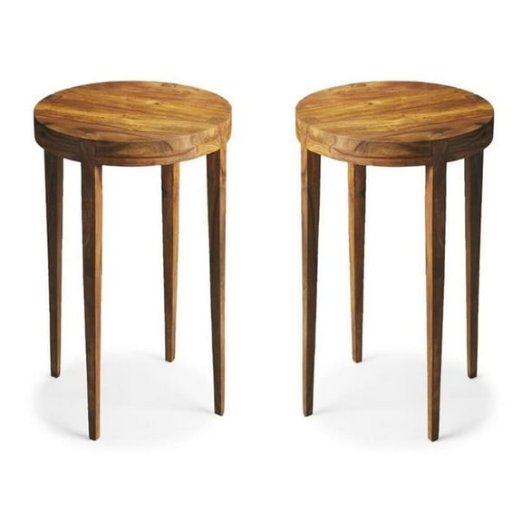 Home Square 23"H Modern End Table in Solid Wood - Set of 2
