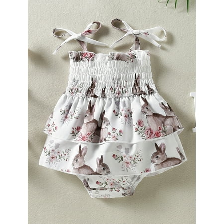 

Calsunbaby Newborn Baby Romper Infant Girl Flower Pattern Printed Sleeveless Buttons One Piece Jumpsuit