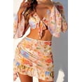 thumbnail image 3 of Sexy Floral Bikini Cover Up Four Piece Swimwear Set (M), 3 of 6