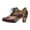 Coffee, variant on Dakaela Bohemian Ankle Booties for Women Floral Patchwork Lace‑Up Block Heel Retro Boots Western Dress Casual Leather Oxford Heels Size 6-10