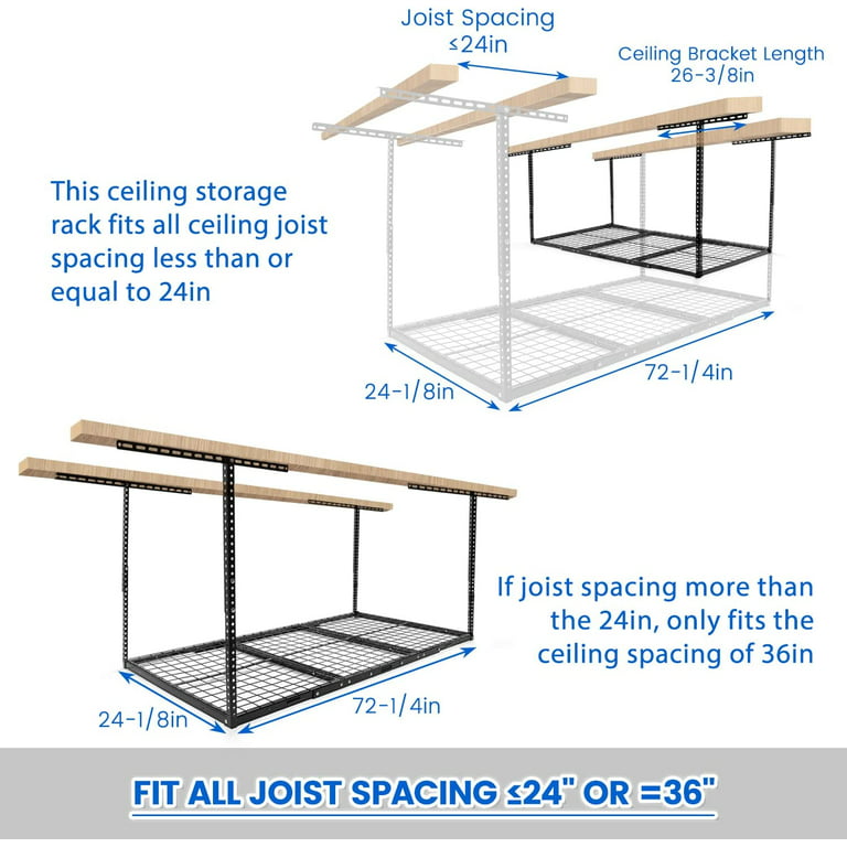 Drop down storage between the joists.  Ceiling storage, Workshop storage,  Storage spaces