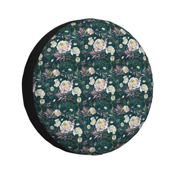 Rv Spare Tire Cover 14 inch - Peony flower Tire Covers for Trailers, Adjustable Camper Spare Tire Cover