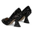 thumbnail image 4 of YDN Women Rhinestone Studded Buckle Pumps Slip On Crystal Chunky High Heels Closed Pointed Toe Office Shoes Size 7 Black Paillette, 4 of 4