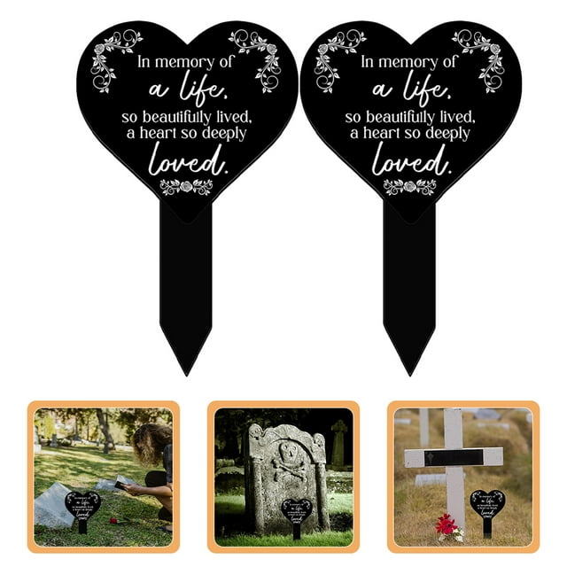 unbranded 2Ud Marcadores Para Cementerio En Acrílico Negro Con Forma Para De Jardín Y Patios