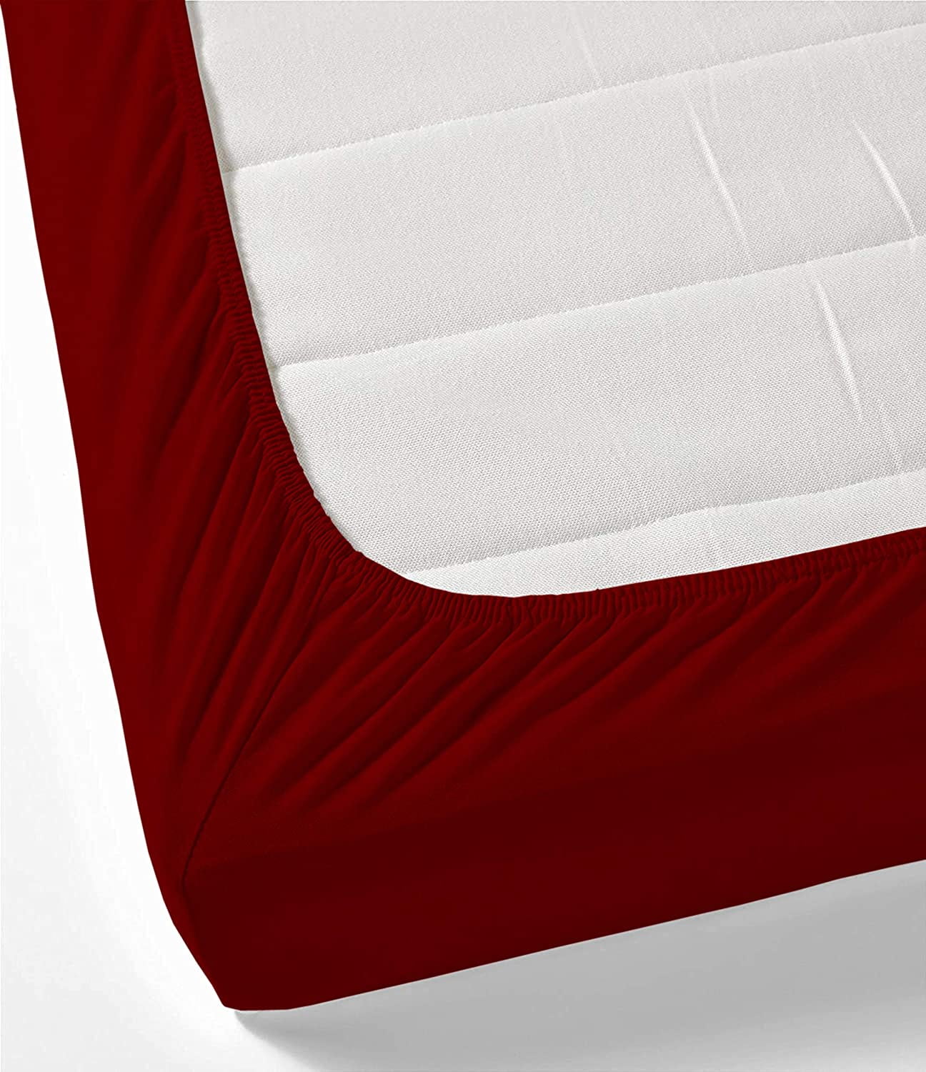 4 Piece Bed Sheet Set – 1 Flat Sheet, 1 Fitted Sheet 12" Deep Pocket and 2 Pillowcases – 100% Organic Bamboo , Bed Sheet Set For Bedroom – Extra Soft - Burgundy Solid,Twin-XXL Size.