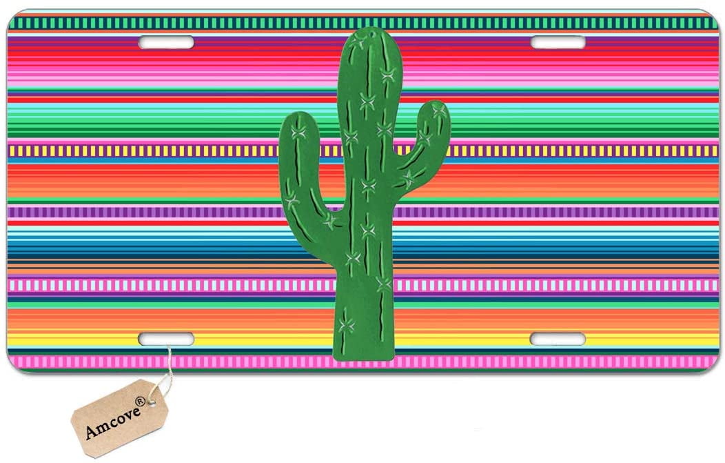 Cute Cactus Quality Aluminum License Plate Frames Novelty Car Label License Plate Covers with 2 Round Holes and Screws 