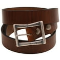 thumbnail image 3 of 1 3/8 Walnut Re-Tanned Leather Belt Center Bar Buckle Old Silver Finish, 3 of 4