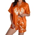 thumbnail image 2 of MuXiKeJi Clothes Halloween Pajamas Women Ghost Pumpkin Print Silk Shirts Matching Shorts Pjs Sets 2026 Cozy Cute Funny Sleepwear,Womens Plus Size Halloween pjs, 2 of 4