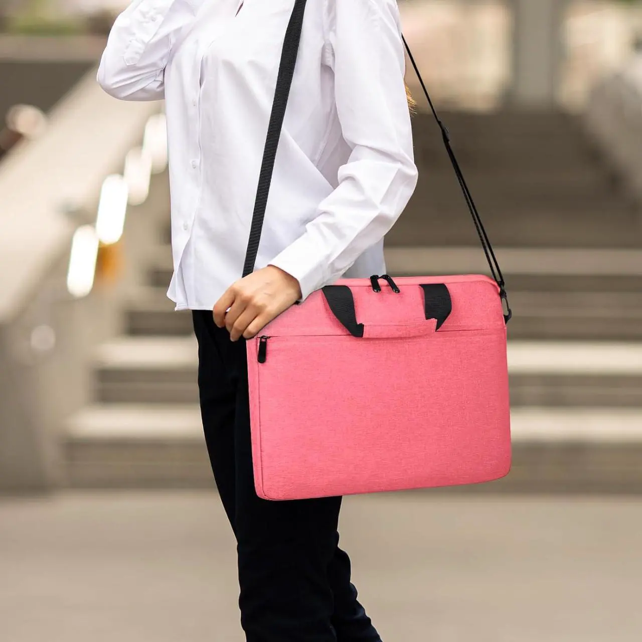 14-15 Inch Laptop Shoulder Messenger Bag Carrying Case Briefcase Slim Protective Computer Sleeve with Handle Strap Pocket for MacBook Acer ASUS HP Surface Dell Chromebook