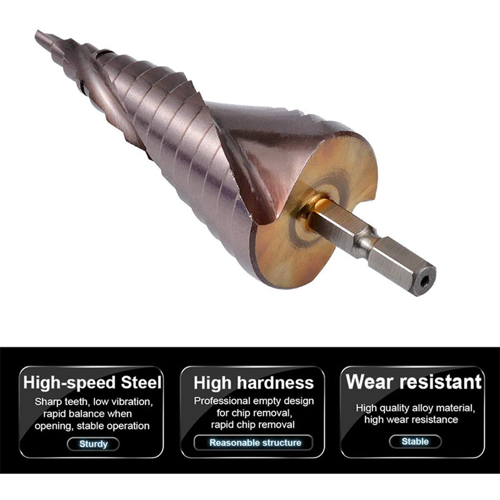 2X M35 HSS Co Step Drill Bit Cobalt Cone Drill Bits 4-32mm Wood Stainless Steel Metal Hole Saw Tool Set Hex,2 * 4-32mm Drilling Bit,Bronze