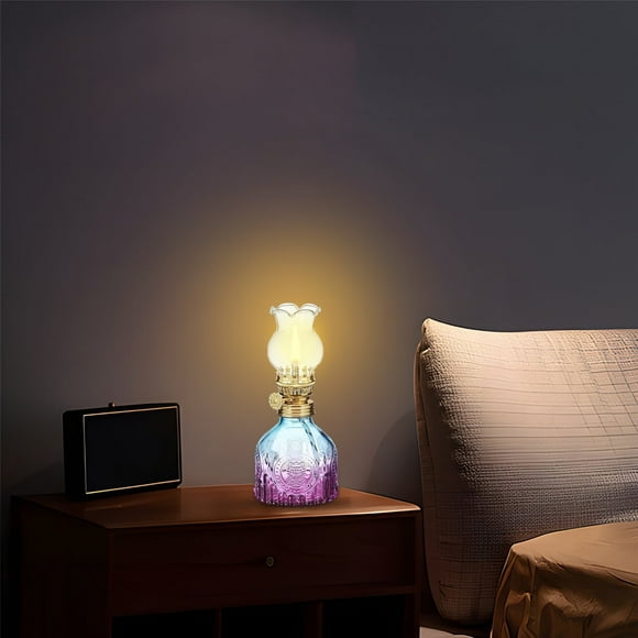 Clearance! Vintage Gradient Color Glass Oil Kerosene Lamp Color Oil Lamps for Indoor Use Oil Indoor Decorative Lamp Oil for Tabletop Decor Emergency Lighting