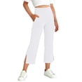thumbnail image 6 of Miluxas Girls Capri Yoga Pants with Pockets Capris Leggings Dressy Casual Stretch Crop Lounge Straight Open Bottom Summer White 14-15 Years, 6 of 8