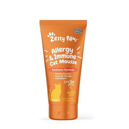 Zesty Paws Allergy & Immune Cat Mousse, for Seasonal Allergies & Immune Support, 3oz Tube
