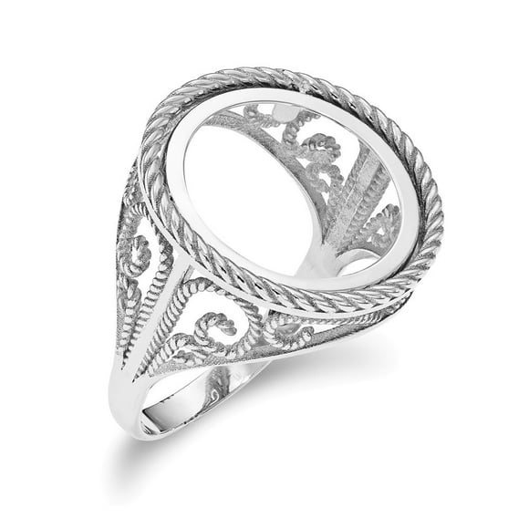 14k White Gold 1/10ae Polished Coin Ring Jewelry Gifts for Women