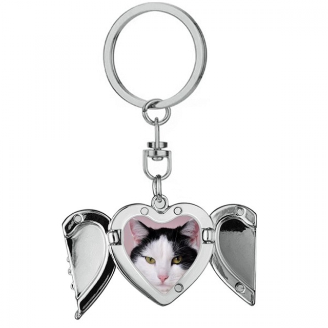 Cat Animal Pet Tuxedo Billicat Heart Angel Wing Key Chain Holder