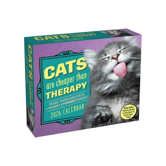 Cats Are Cheaper Than Therapy 2026 Day-To-Day Calendar: More Than 365 Cats, (Paperback)
