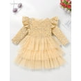 thumbnail image 3 of IDOPIP Toddler Girls Sequins Velvet Tutu Dress Glitter Christmas Tiered Mesh Dress 2-3 Years Champagne, 3 of 7