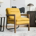 thumbnail image 2 of Costway Modern Accent Armchair Lounge Chair w/ Rubber Wood Legs & Steel Bracket Yellow, 2 of 9