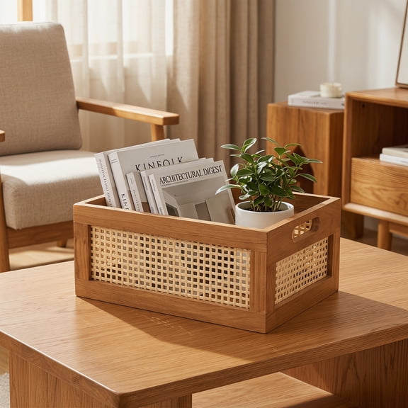 Liujiale Decorative Basket Book Storage Woven Baskets for Storage Basket Organizing Nursery Bedroom Rattan Bathroom Khaki