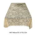 thumbnail image 3 of Bowayaoa Beige Polyester Rectangular Tablecloth with Tassel Lace - Waterproof Dirt Cover for Dining Table Decorative Home Kitchen Party, 3 of 6