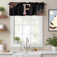 thumbnail image 2 of Black Letter F Flower Valance Curtain for Windows Watercolor Alphabet F Pink Beige Floral Leaf Rod Pocket Curtain Valances Short Window Treatments for Kitchen Bathroom Laundry Basement 60 x 18 Inch, 2 of 9
