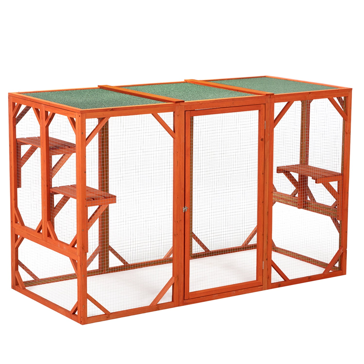 Pefilos 70" Pet Cages for Cats Kitty Enclosure with Door Rabbit Hutch, Cat House Cage with Platforms, Red Pefilos 70" Pet Cages for Cats Kitty Enclosure with Door Rabbit Hutch, Cat House Cage with Platforms, Red