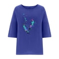 thumbnail image 3 of Camiseta de Manga Corta de la Mujer Casual Cuello Redondo Impresión Superior, Camiseta Ligera para Diario, Fiesta Y Todas las Estaciones, 3 of 4