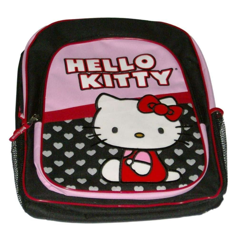Sanrio Hello Kitty Black & Pink 16" Backpack Kids Travel School Book